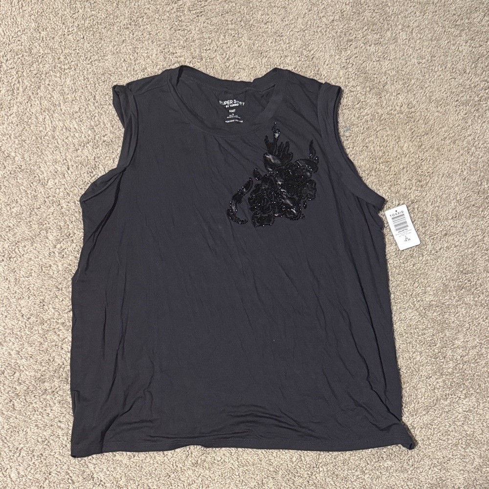 Black Tank with Sequin Design